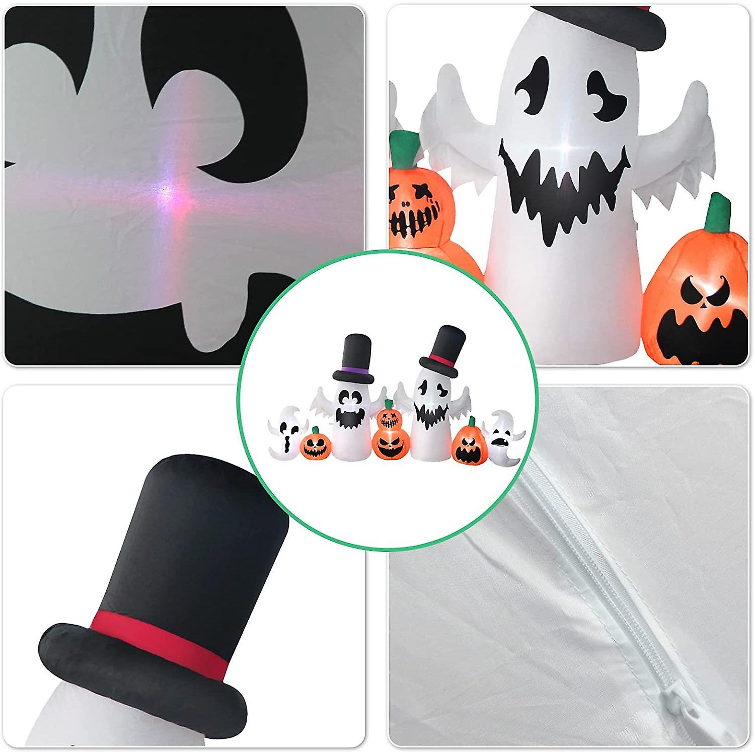 8 Ft Long Halloween Inflatable Ghosts With Pumpkins Decorations Outdoor， Ghosts Blow Up Yard Decoration Clearance With Built-in Led Lights For Party，