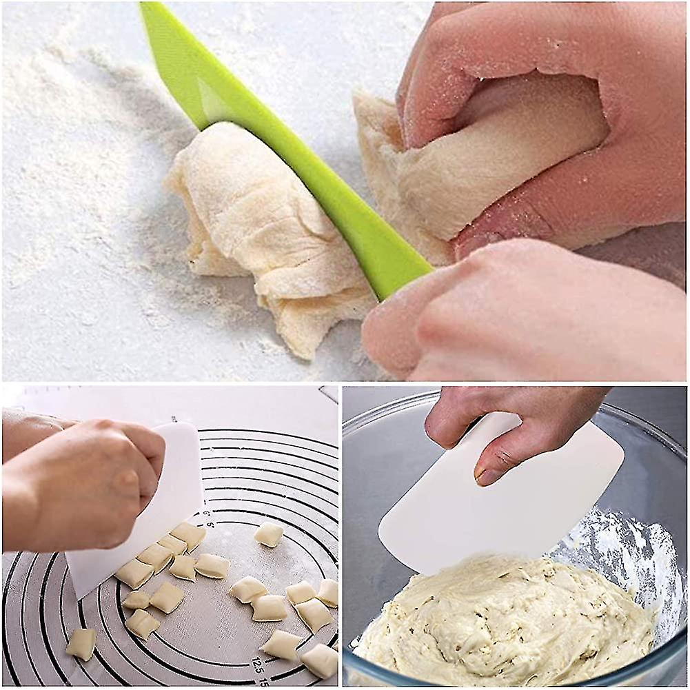 3 Pieces Dough Cutter Dough Scraper Card， Stainless Steel Dough Cutter， Dough