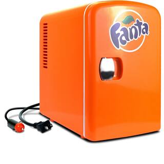 Fanta Coca-Cola Fanta 4L Portable CoolerWarmer Personal Travel Fridge with 12V and AC Cords Orange FA04