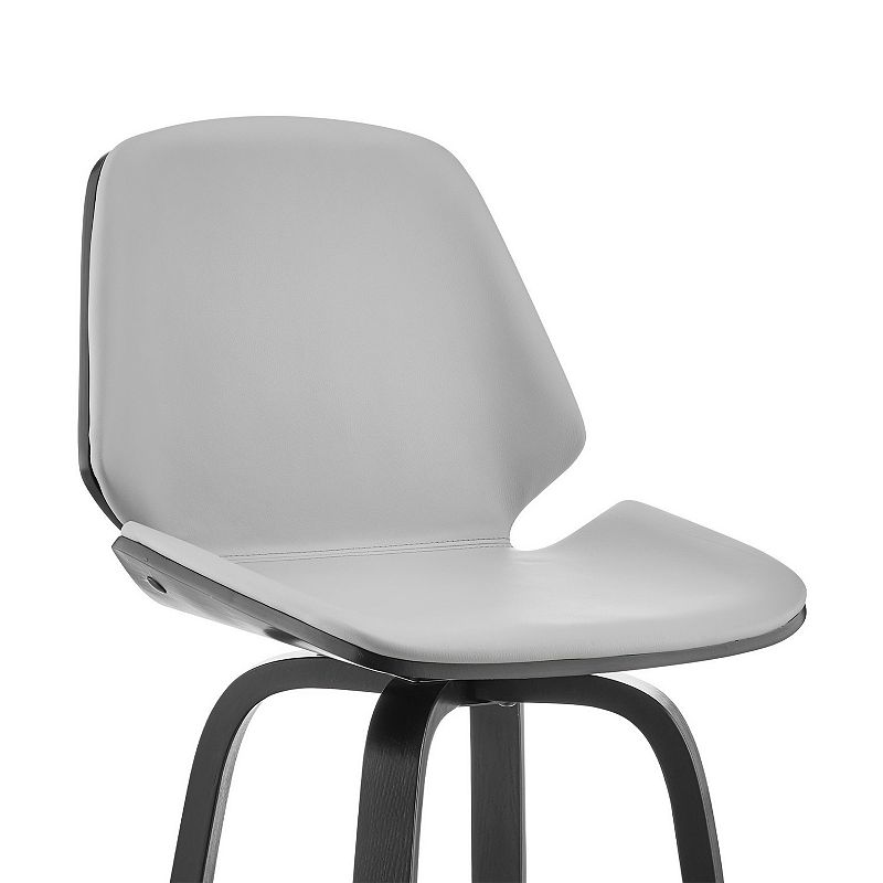 26 Inch Swivel Barstool with Leatherette Seat， Gray and Black