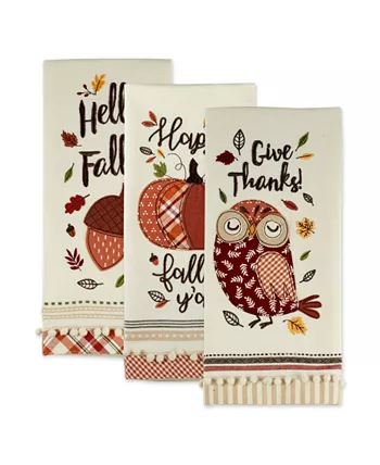 Design Imports Thanksgiving Cozy Picnic Plaid Dishtowel Set of 3