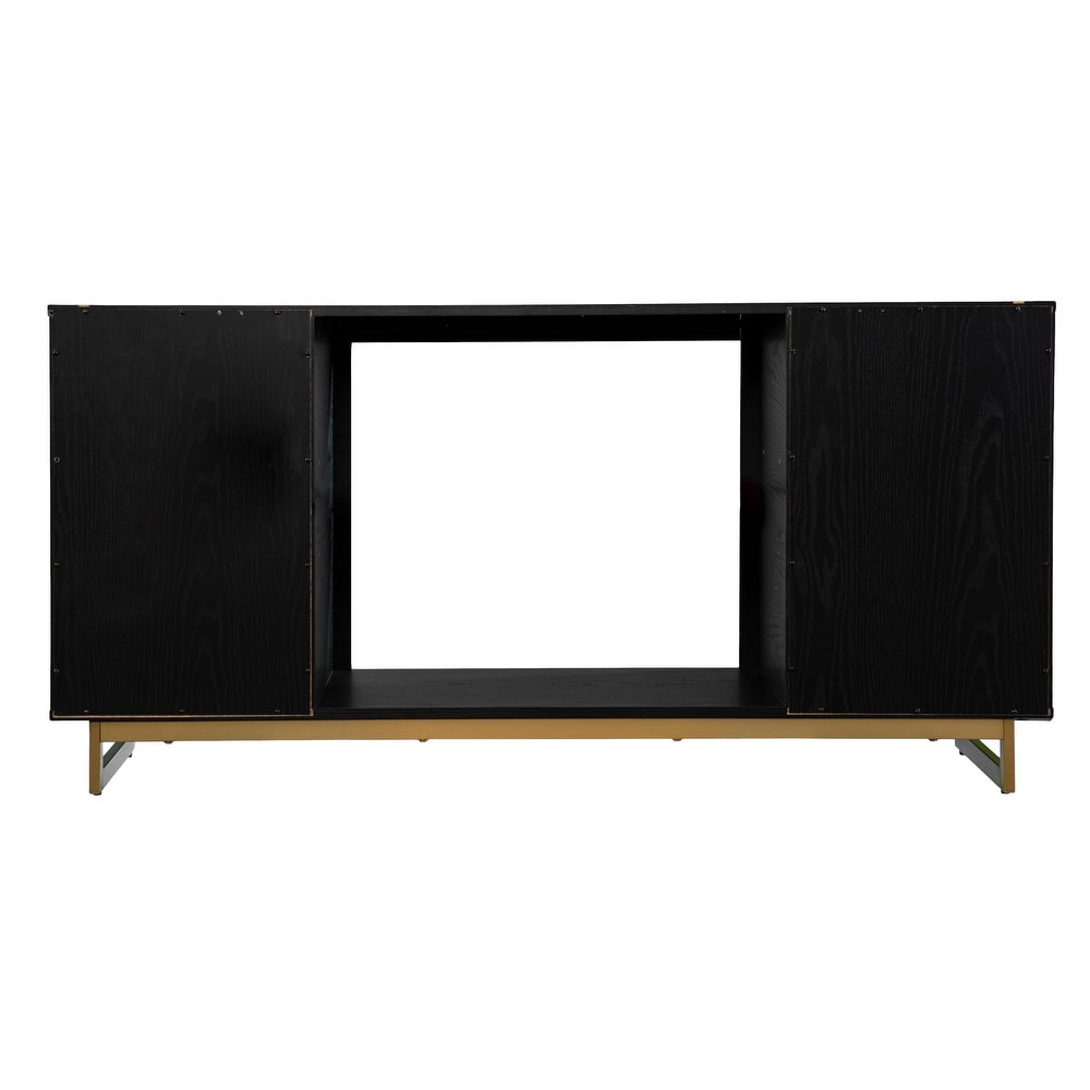 SEI Furniture Beachler Sleek Black Wood Grain Color Changing Fireplace TV Stand for TV's up to 52\