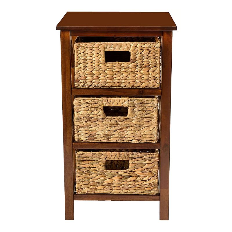 eHemco 3 Tier X-Side End Storage Cabinet with 3 Wicker Baskets