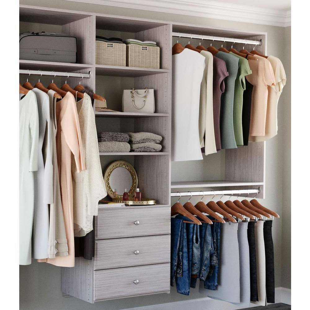 Closet Evolution 120 in. W - 144 in. W Rustic Grey Wood Deluxe Closet System GR62