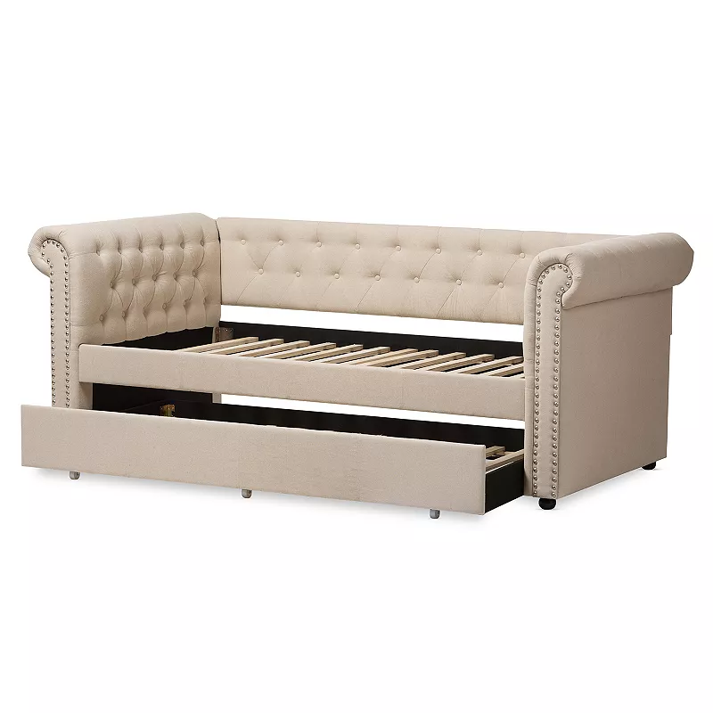 Baxton Studio Mabelle Upholstered Daybed and Trundle