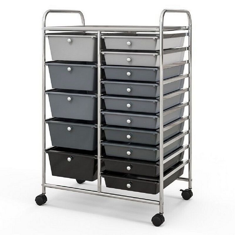 15-Drawer Utility Rolling Organizer Cart Multi-Use Storage