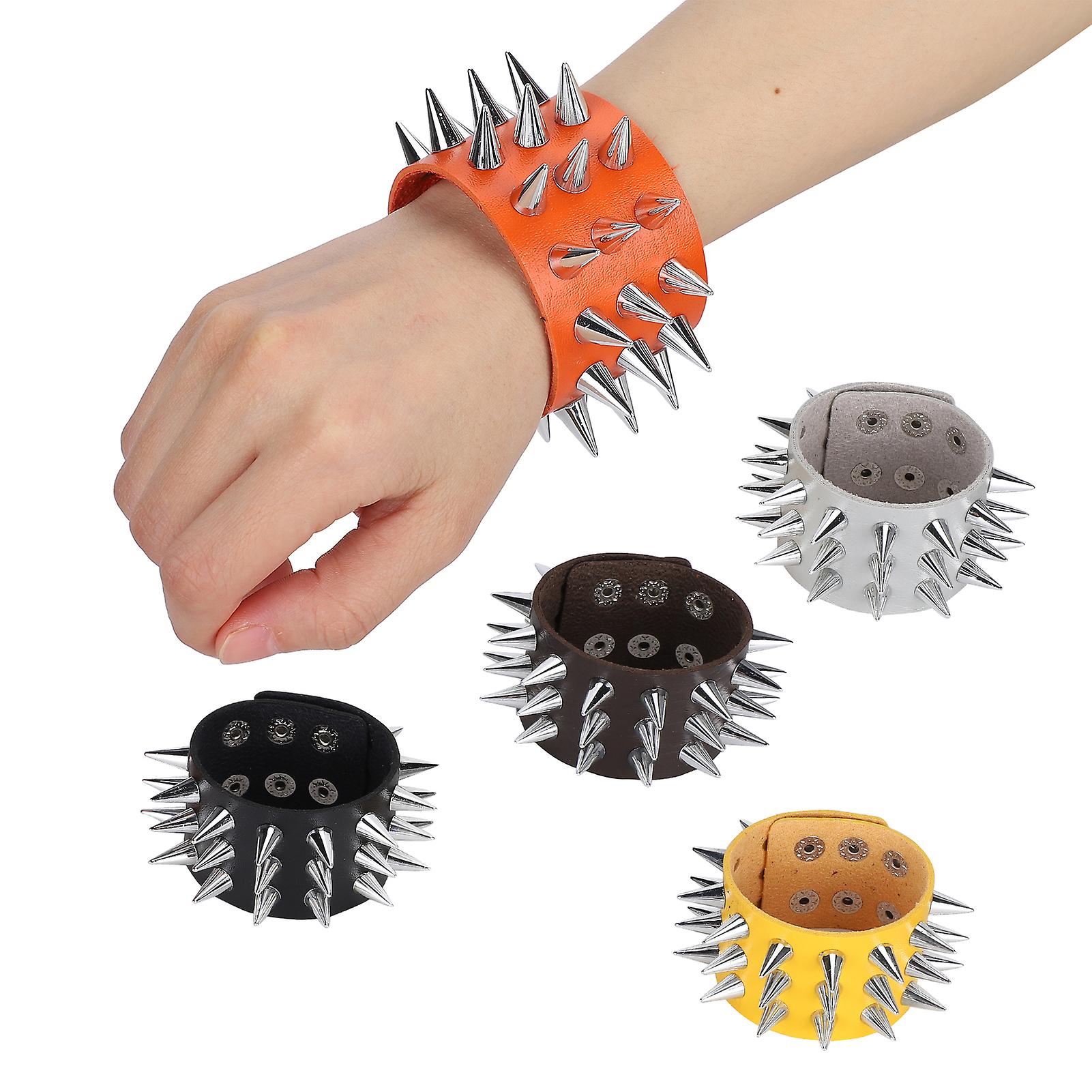 5pcs Punk Studded Rivet Bracelet Personalized Bracelet Cuff Retro Metal Wristband