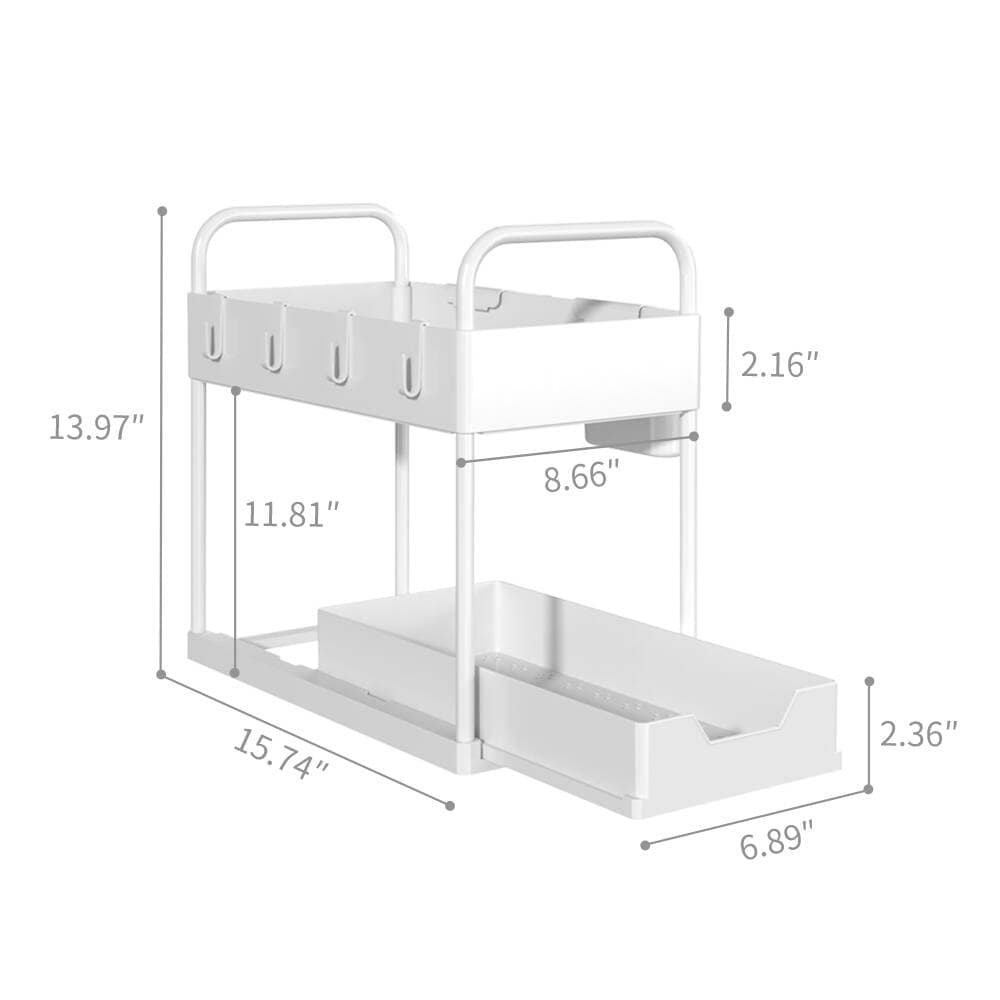 2 Tier Under Sink Organizer with Pull Out Sliding Storage Drawer (Set of 2)   N/A