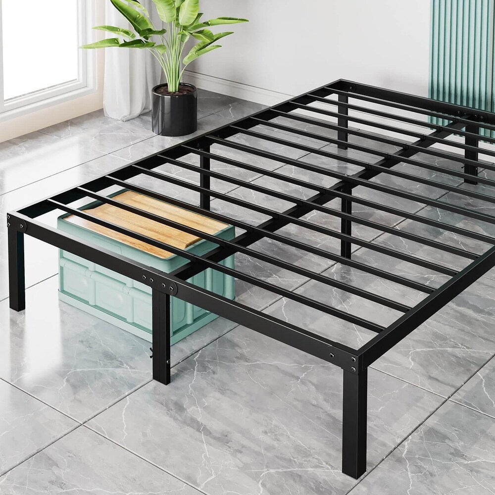 Open Frame Metal Platform Bed Frame  No Box Spring Needed  Queen  Black