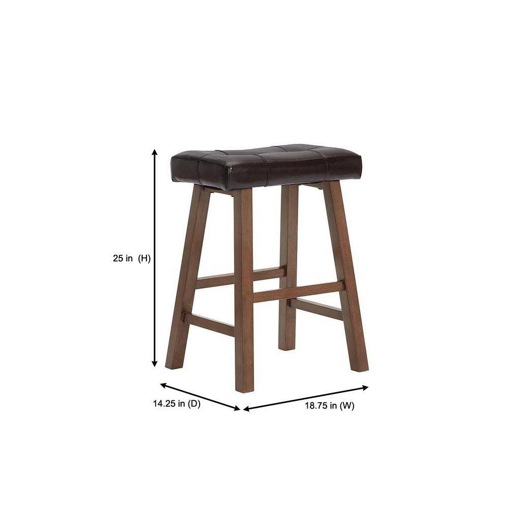 StyleWell Backless Saddle Seat Faux Leather Upholstered Counter Stool in Dark Brown (Set of 2) DP18027