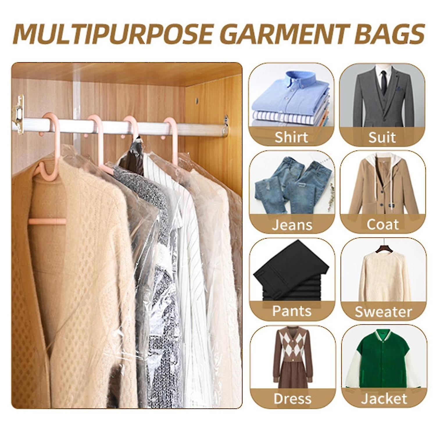 20pcs Clear Plastic Dry Cleaner Bags Lightweight And Durable Bags For Storing Your Suits Dresses