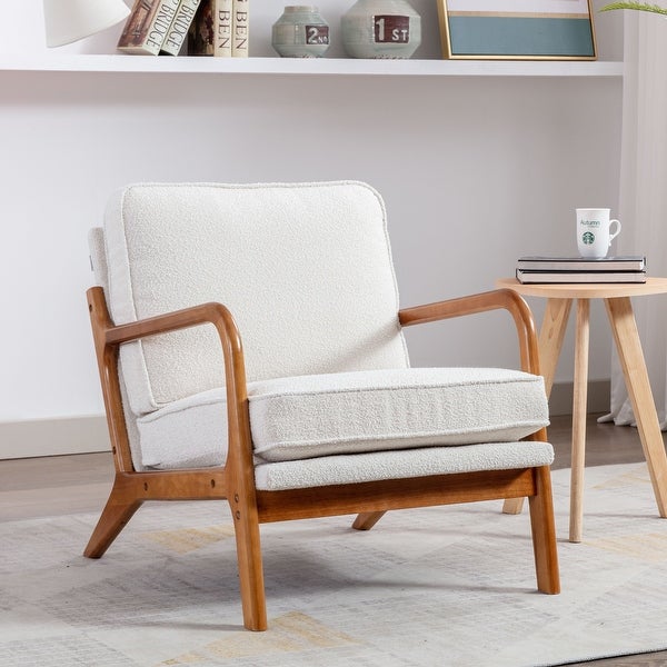 Accent Chair Modern Wood Upholstered Arm Chair