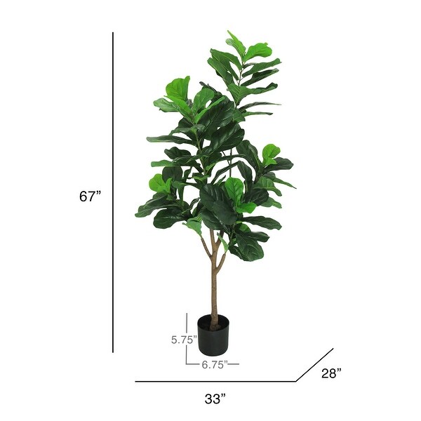 5.5ft Real Touch Artificial Fiddle Leaf Fig Tree Plant in Black Pot