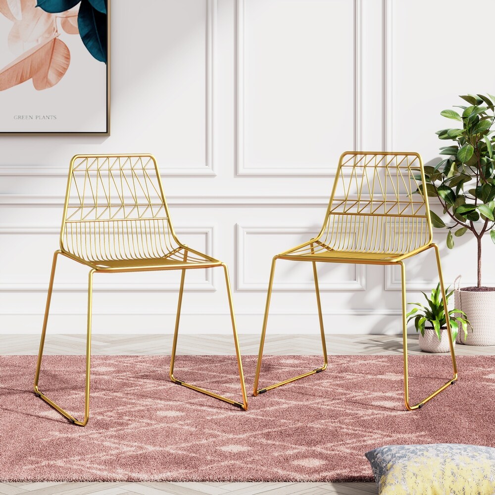 Corvus Somme Slat Back Gold Side Chair (set of 2)