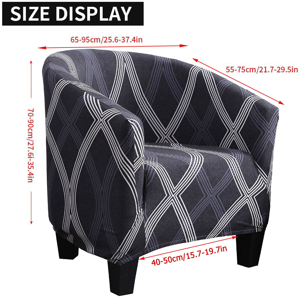 Club Chair Slipcover, Stretch Armchair Covers 1-Piece Geometric Print Tub Chair Covers Sofa Cover Jacquard Spandex Couch Covers for Bar Counter Living Room