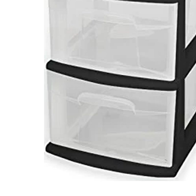 Homz Plastic 5 Clear Drawer Medium Home Storage Container Tower， Black Frame