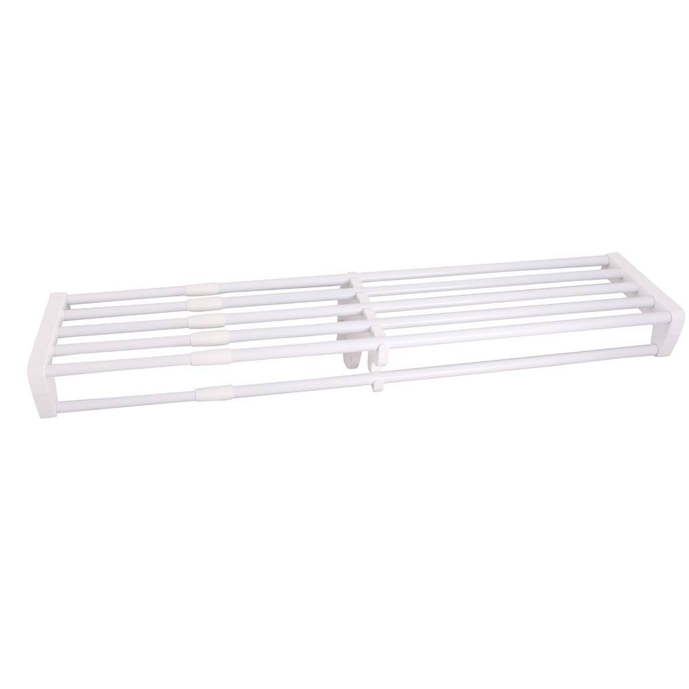 EZ Shelf Expandable DIY Closet Shelf  Rod 28 in - 48 in W WhiteMounts to 2 Side Walls (NO End Brackets) Wire Closet System EZS-SCRW48