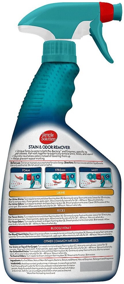 Simple Solution Pet Stain and Odor Remover with Pro-Bacteria and Enzyme Formula