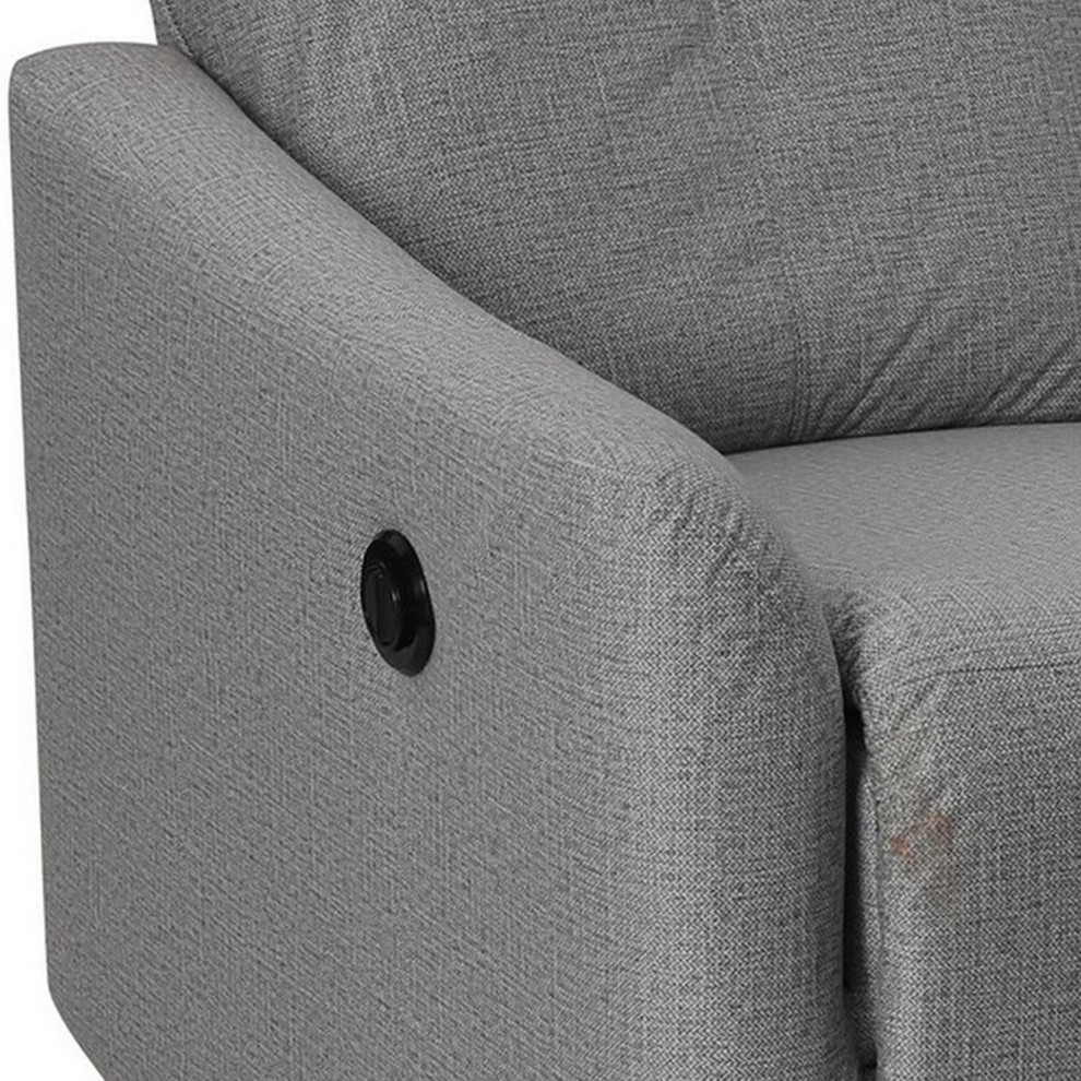 Benzara BM286360 Modern Recliner Chair  Touch Control Button  Gray Fabric   Transitional   Recliner Chairs   by Uber Bazaar  Houzz