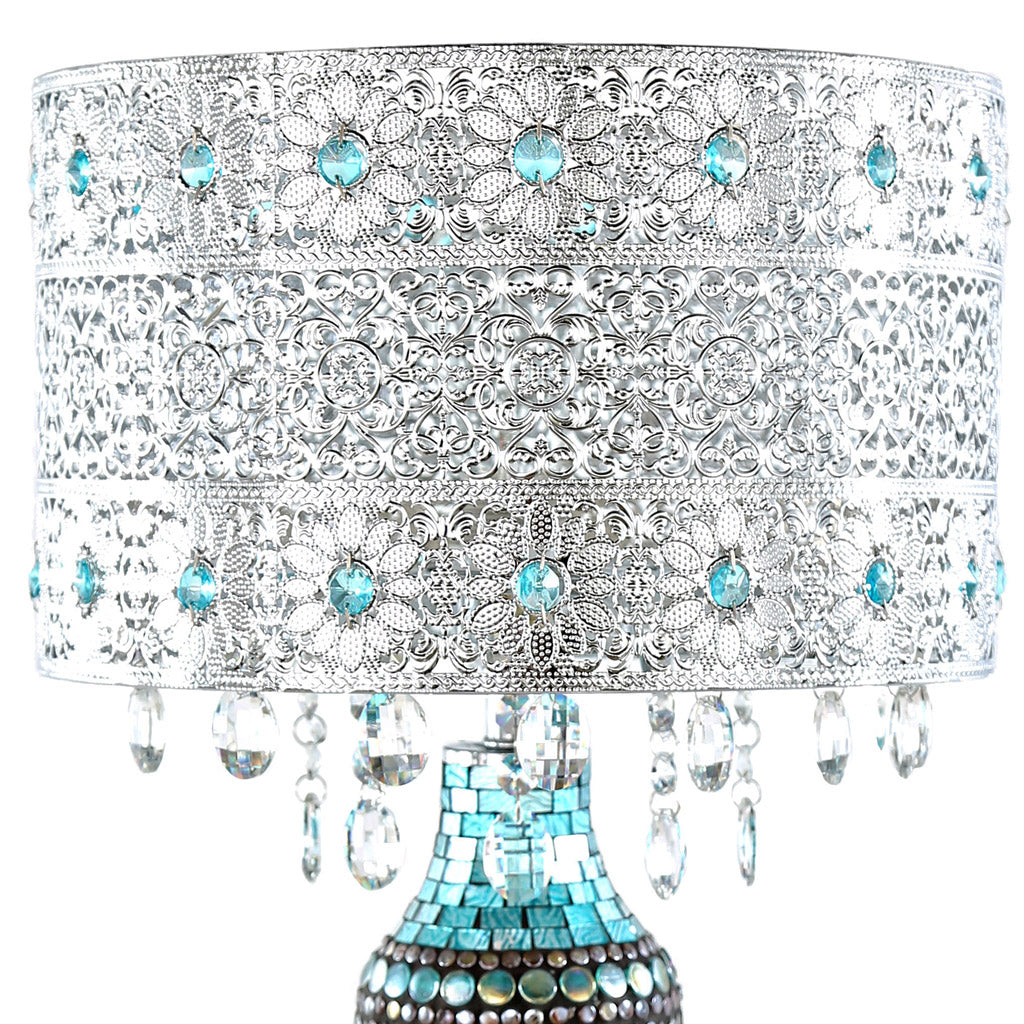 River of Goods Gracie's Crystal Table Lamp- Turquoise