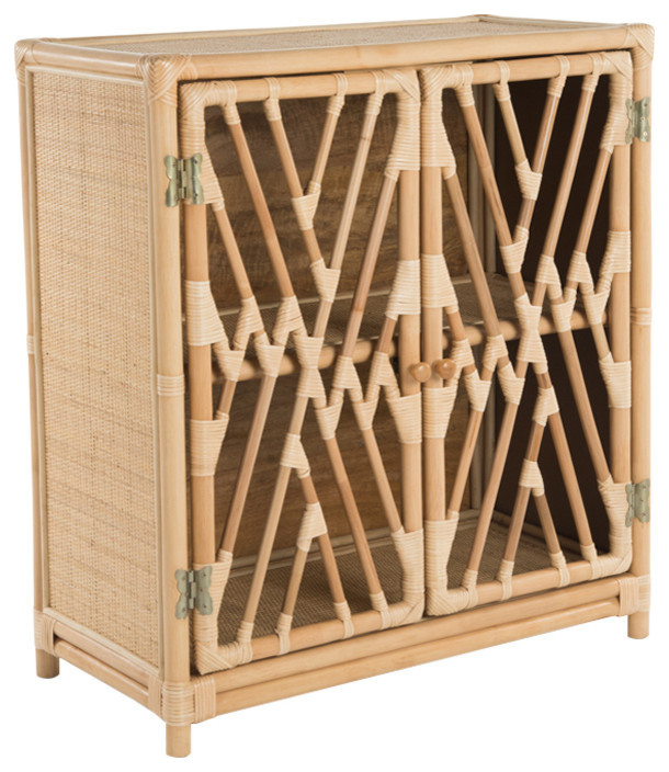 Rattan Chippendale Storage Cabinet with 2 Doors   Tropical   Accent Chests And Cabinets   by KOUBOO  Houzz