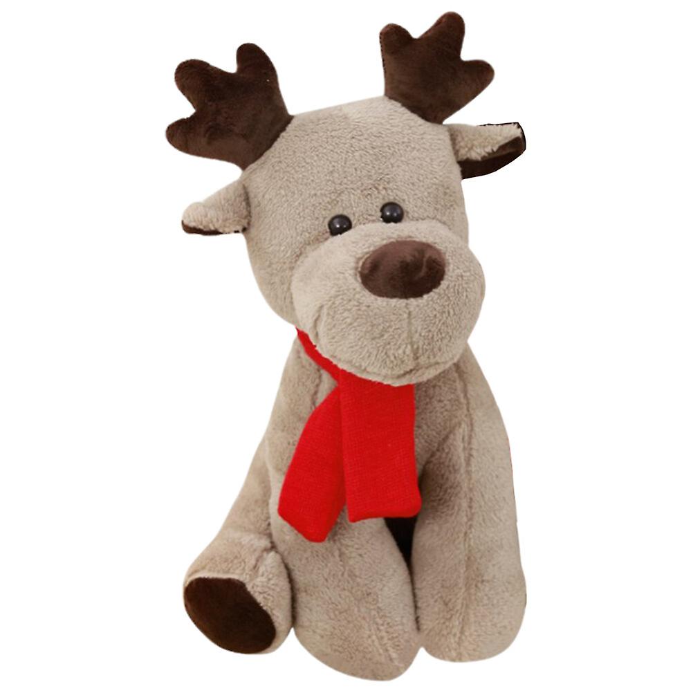 Stuffed Elk Doll Christmas Stuffed Toy Scarf Elk Doll Desktop Ornaments Plush Doll