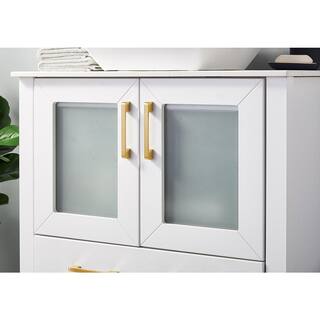 VC CUCINE 30 in. W x 18.5 in. D x 31 in. H Modern Bathroom Vanity in White with White Ceramic Single Top with Vessel Sink in White US02BPVC-MZ-J401