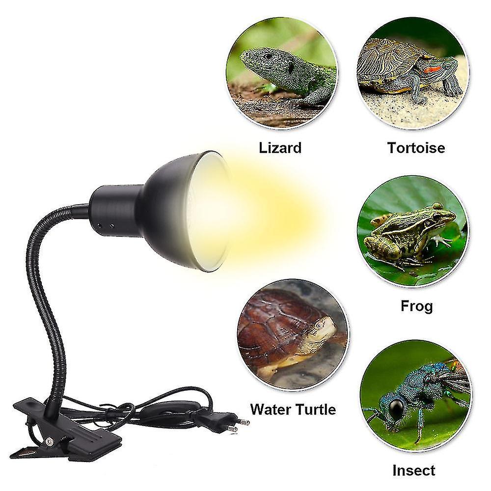 Turtle Heating Lamp， Reptiles And Amphibians Lamp With 1 50w Basking Spot Bulbs And 360 Swivel Clamp Suitable For Turtle， Snake， Lizard， Cockatoo， Ch