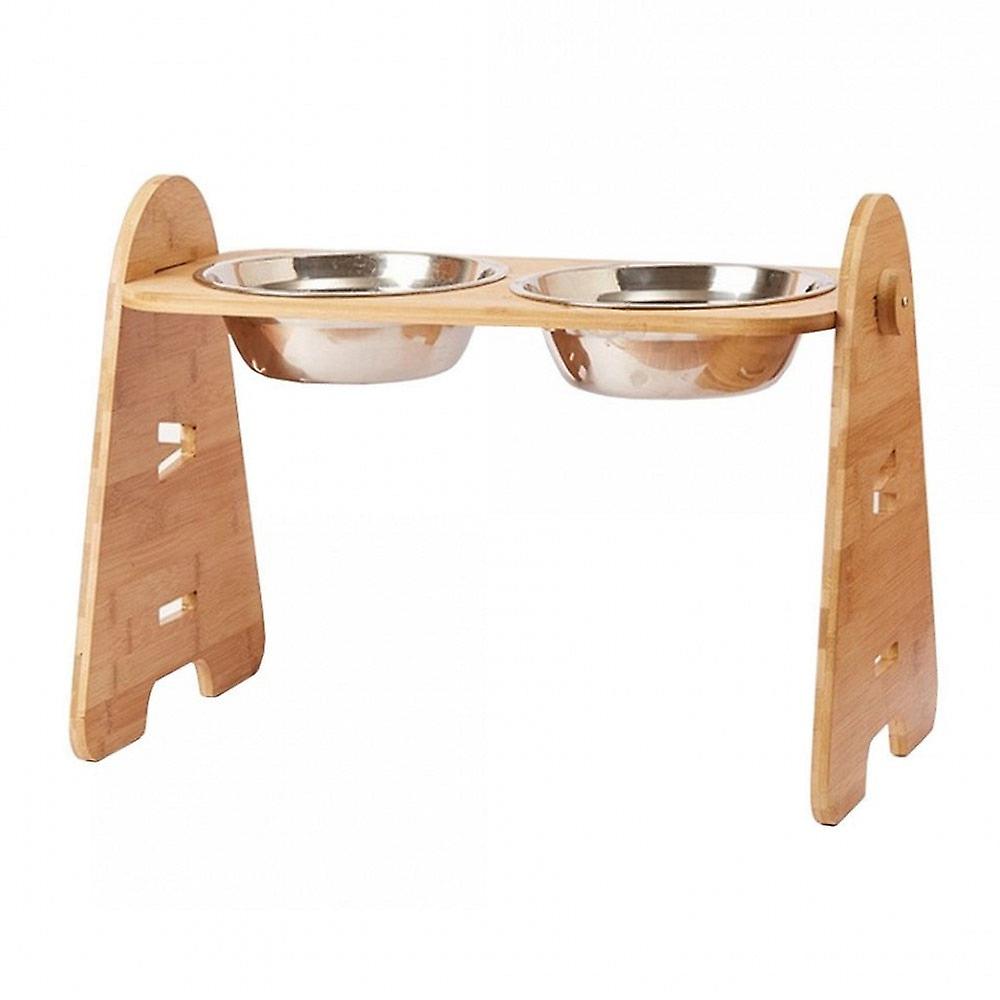 Adjustable height double dog bowl