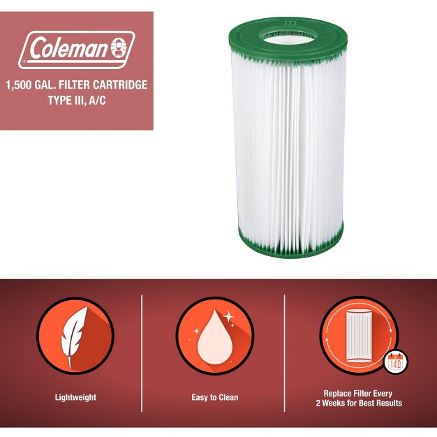 Coleman 90357e Type Iii A c 1000 And 1500 Gph Replacement Filter Swimming Pool Cartridge Compatible With Most Coleman Power Steel Round Frame Pools