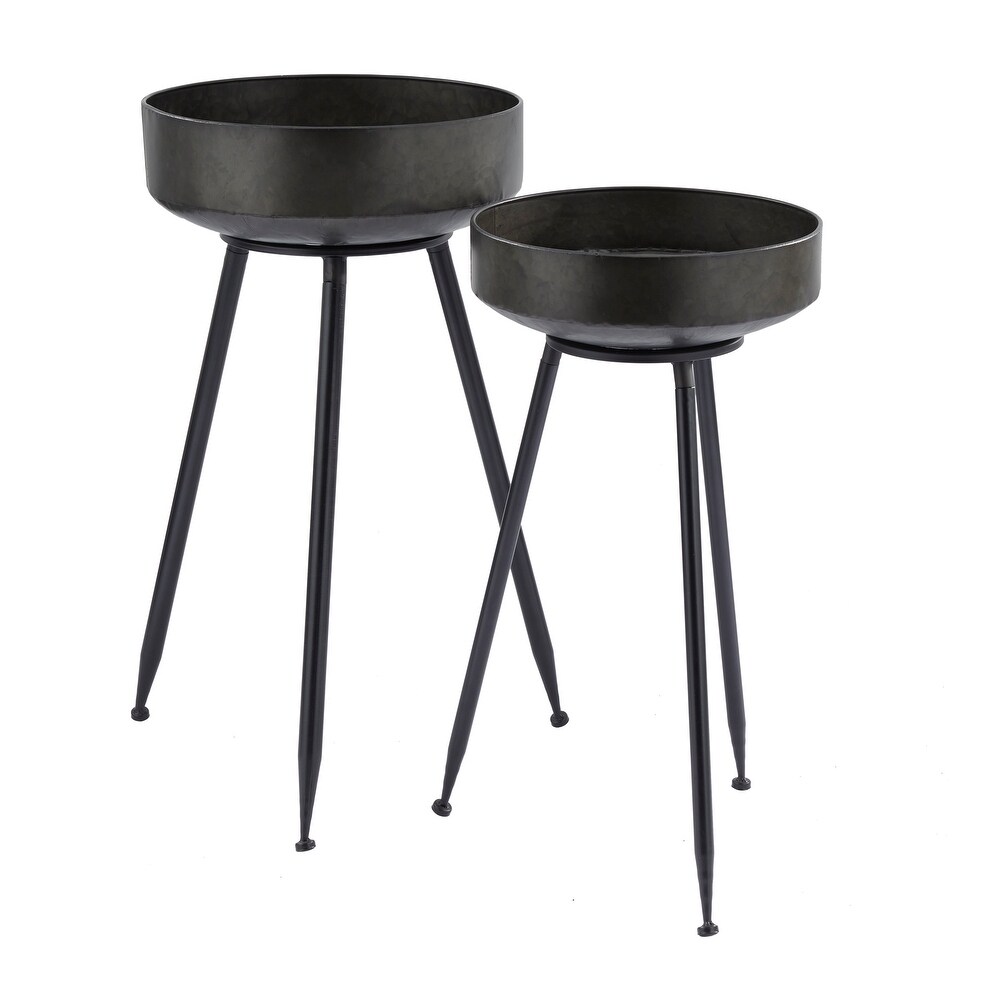 Black Metal Indoor Outdoor Planter (Set of 2)   S/2 30\