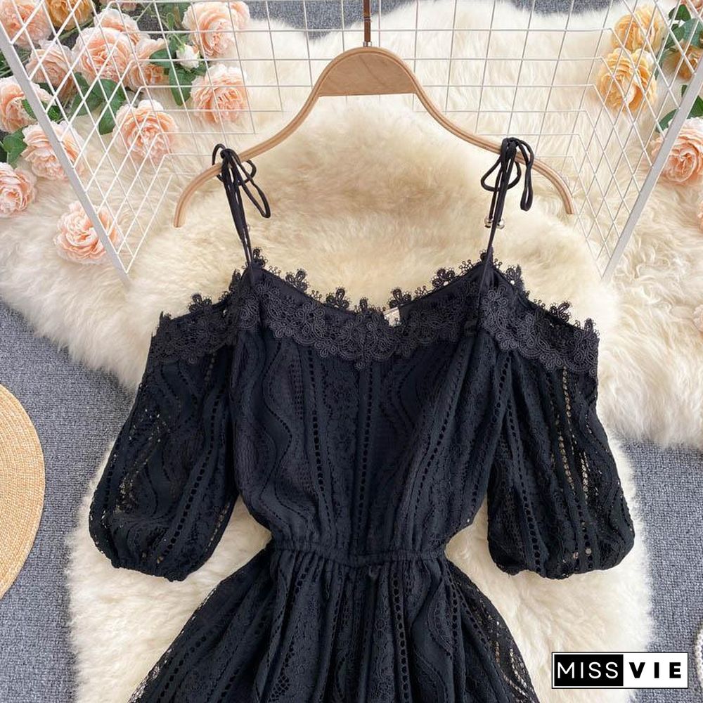 Chic Off Shoulder Lace Rompers P10757