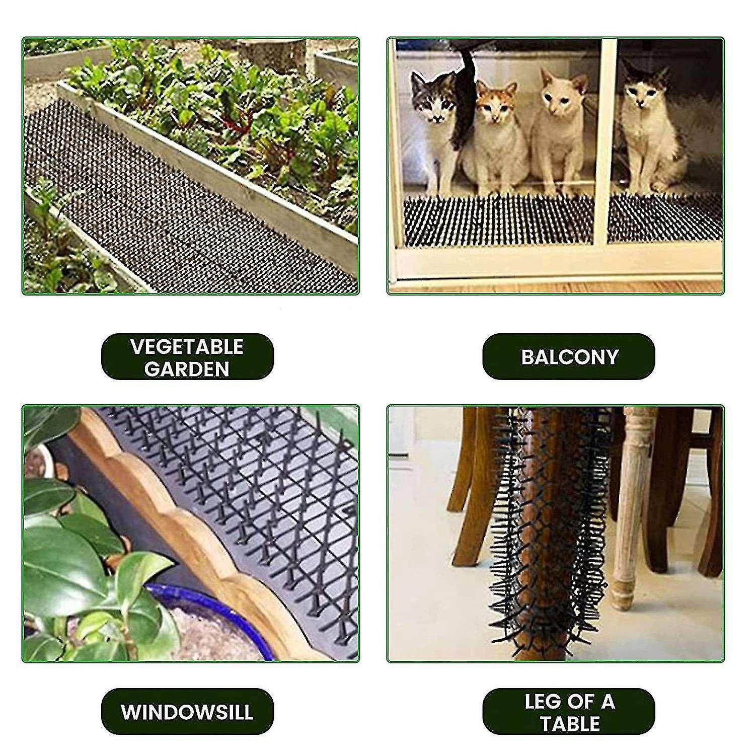 12pcs Scat Mat With Spikes，at Animal Spikes Repellent，garden Prickle Strip Dig Stopper Deterrent Sp