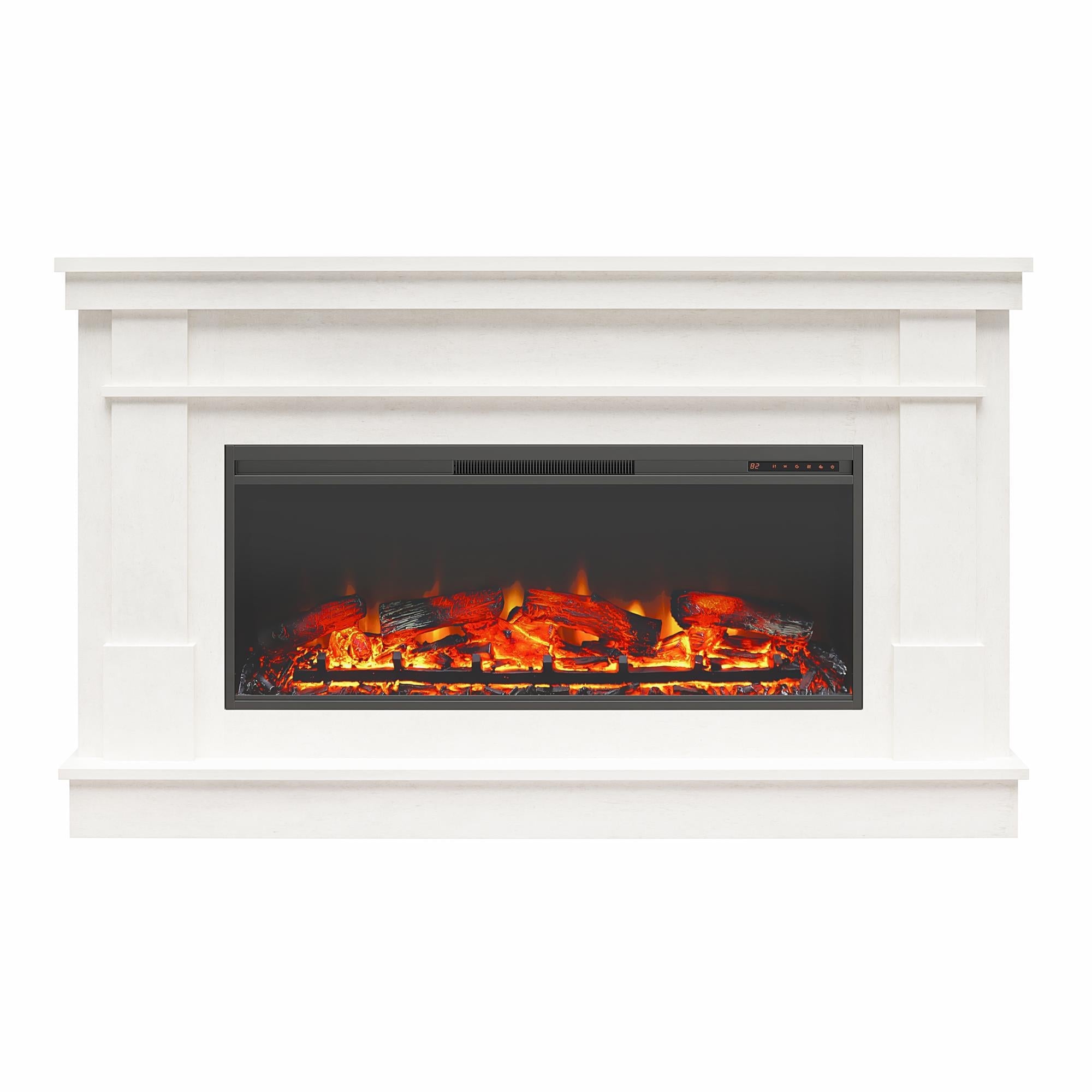 Ameriwood Home Elmdale Wide Mantel with Linear Electric Fireplace, Plaster