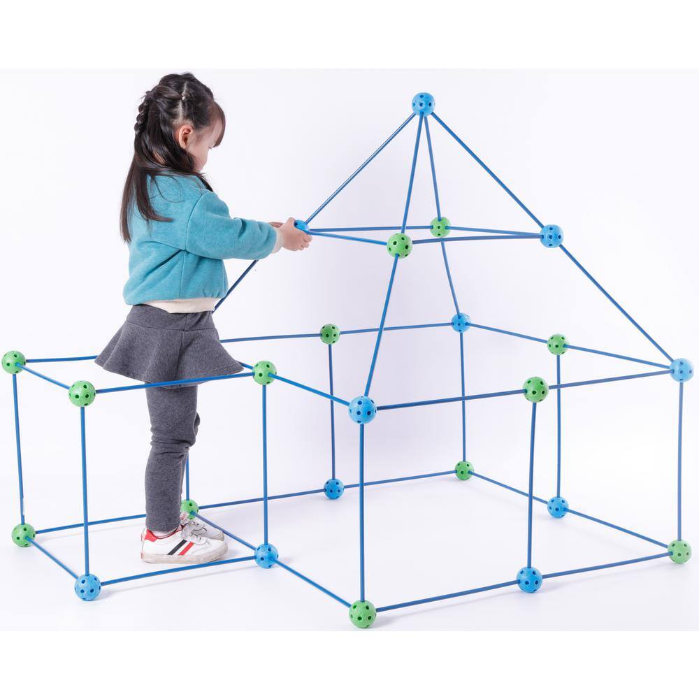 PLAYBERG Blue and Green Plastic Building Construction Forts game (72-Pieces) QI003463