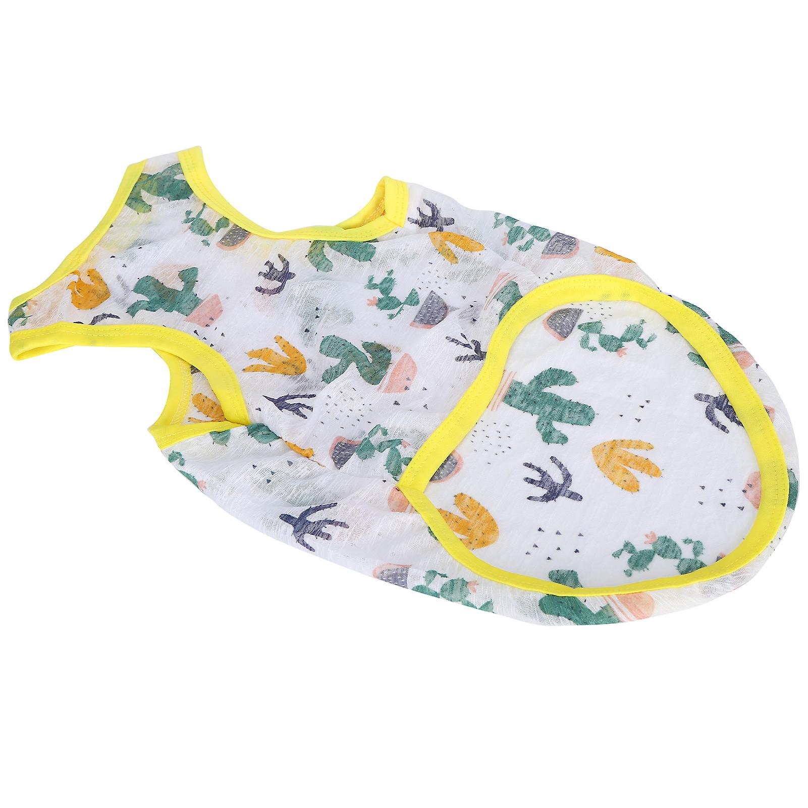 Pet Summer Clothes Little Pig Printed Breathable Shirt Nonsticky Dog Puppy Soft Clothescactus (yellow Edging) L