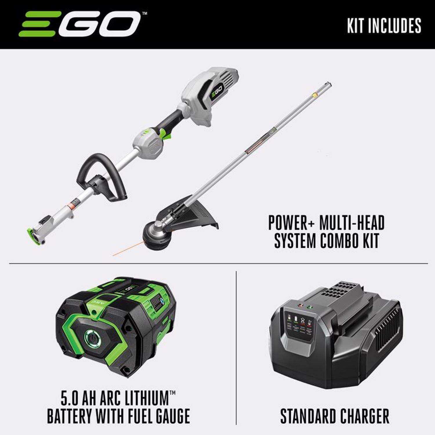 EGO Power+ Multi-Head System MST1501 15 in. 56 V Battery String Trimmer Kit (Battery and Charger) W/ 5.0 AH BATTERY