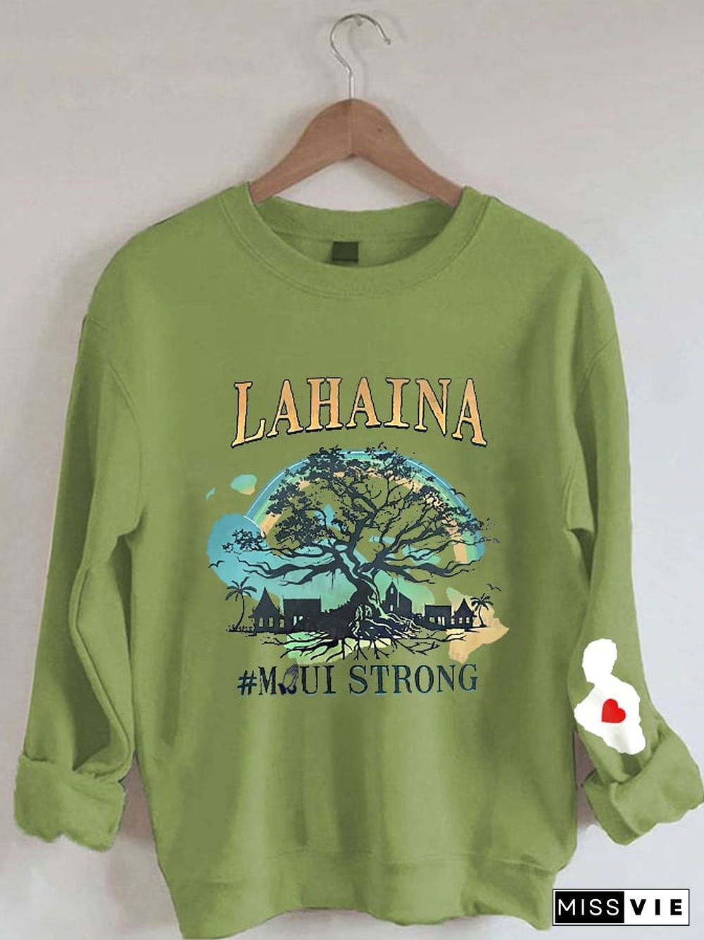 Women's Lahaina Strong Hawaii Lahaina Banyan Tree Print Crew Neck Sweatshirt