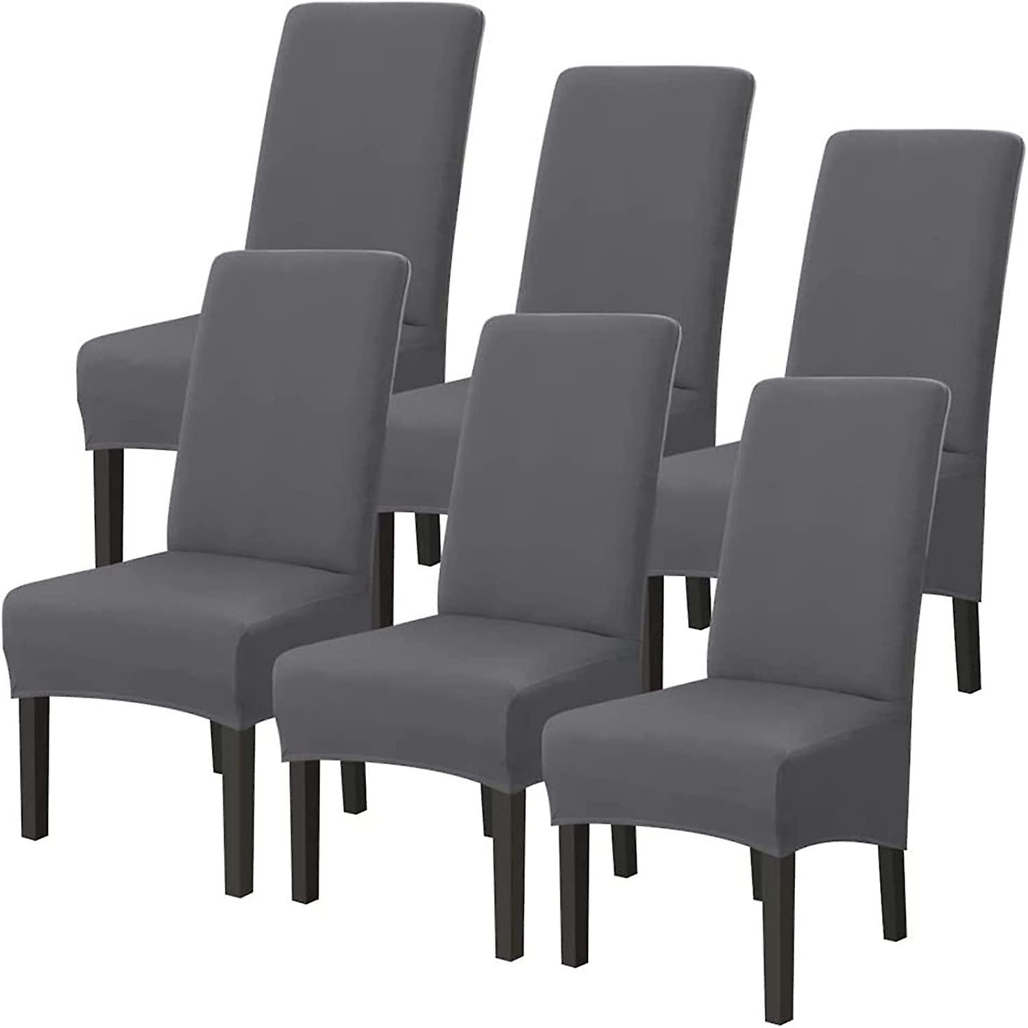 Dining Chair Slipcovers Large Size Stretch Set Of 6 Grey， High Back Chair Slipcovers Covers