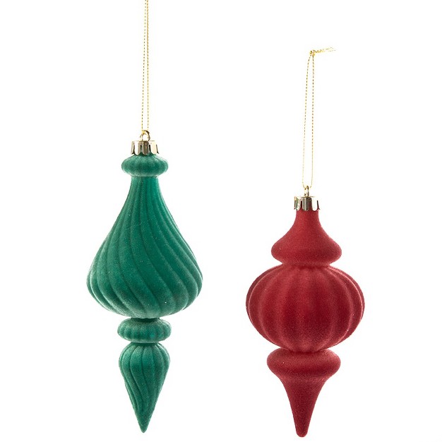 The Lakeside Collection Luxe Noel Arabesque Velvet Ornaments 2 Pieces