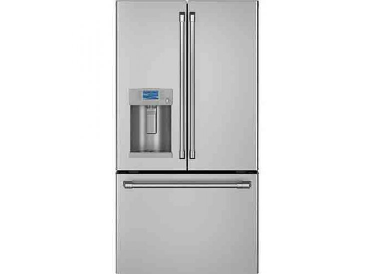 Cafe ENERGY STAR 27.8 Cu. Ft. Stainless Steel With Brushed Stainless Smart French-Door Refrigerator With Hot Water Dispenser