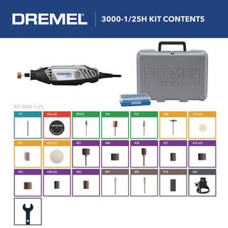 Dremel 3000 Series 1.2 Amp Variable Speed Corded Rotary Tool Kit with 25 Accessories and Carrying Case 3000-125H