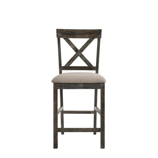 ACME Martha II Counter Height Chair (Set of 2) in Tan Linen and Weathered Gray