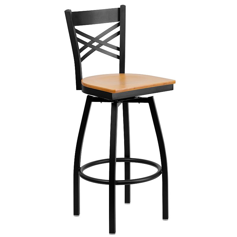 Flash Furniture Hercules Series Black ''X'' Back Swivel Metal Barstool