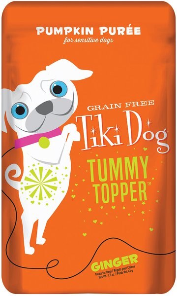 Tiki Dog Tummy Topper Pumpkin and Ginger Puree Grain-Free Wet Dog Food Topper， 1.5-oz， case of 12