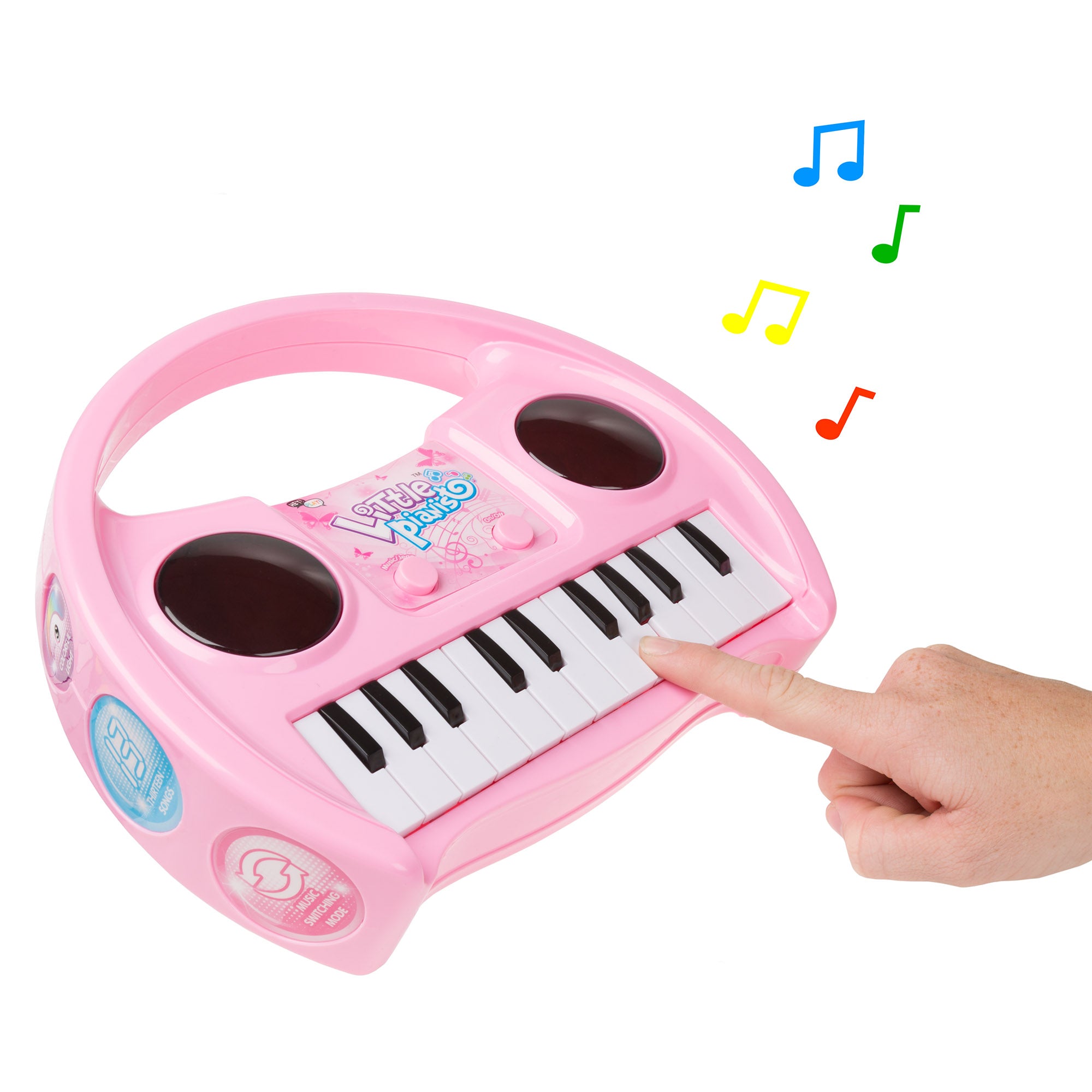 Hey Play Kids Karaoke Machine with Microphone and Musical Keyboard (Pink)