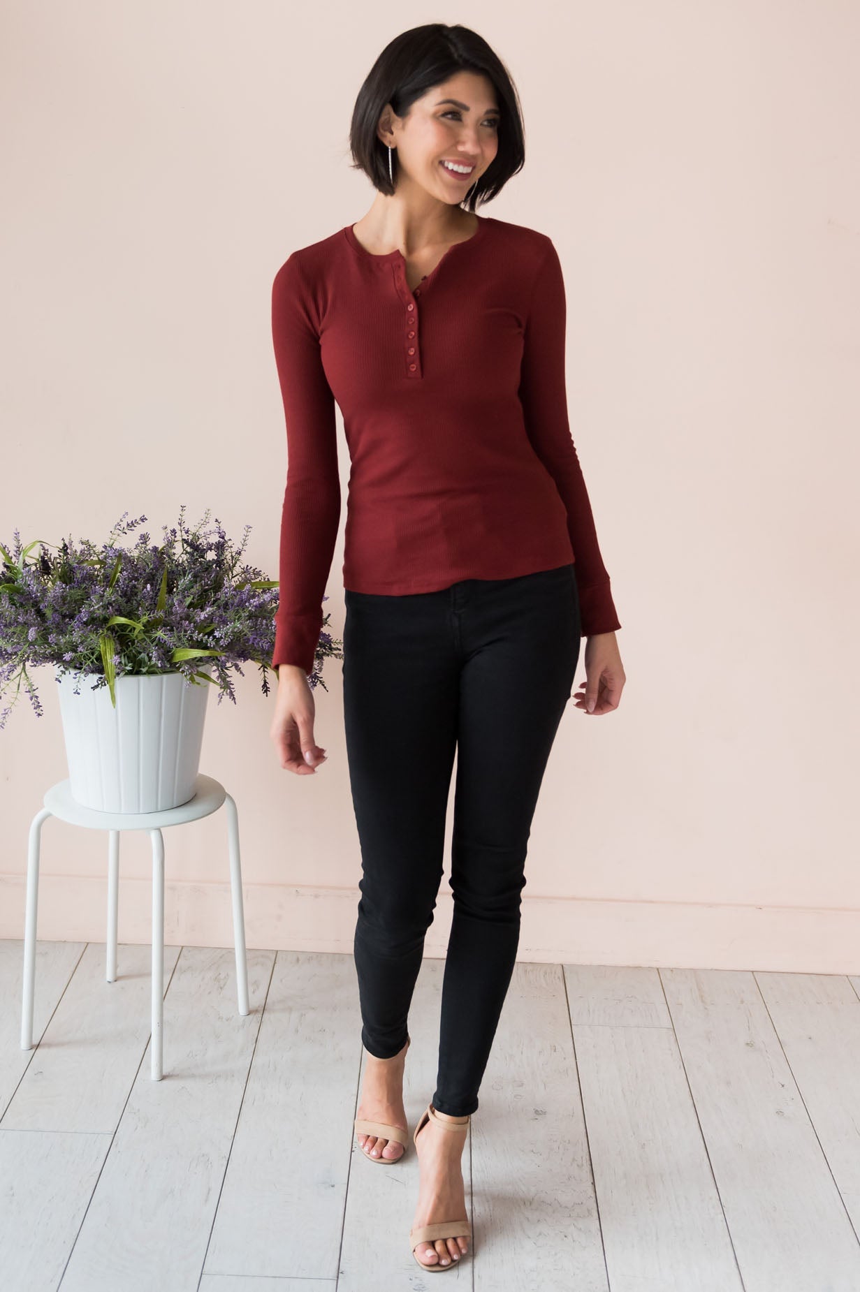 Changing Skies Modest Thermal Henley Top