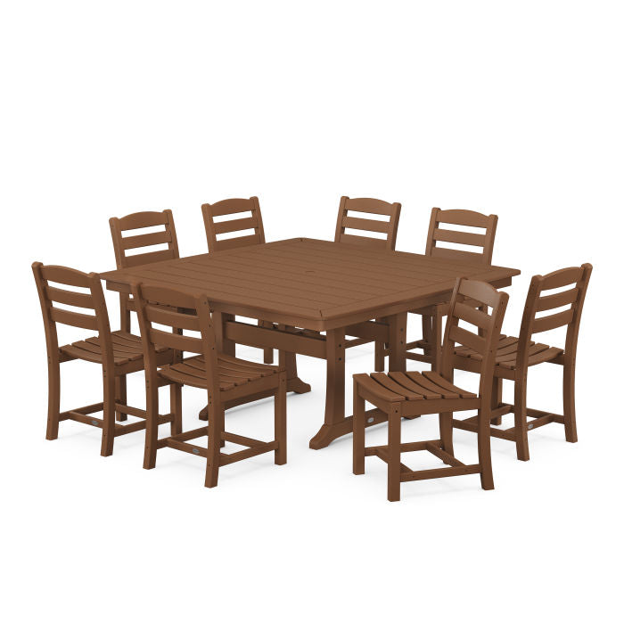 Polywood La Casa Café 9-Piece Nautical Trestle Dining Set PWS738-1