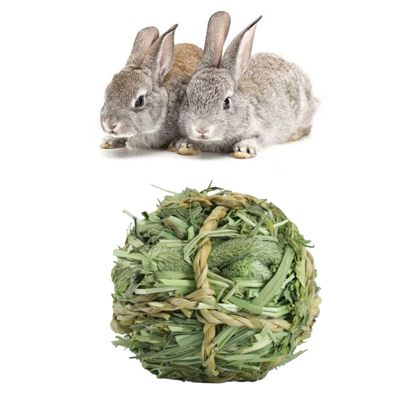 Rabbit Chew Toy Woven Grass Ball Activity Toy Bite Grind Toy Timothy Grass Hay Ball for Hamster Gerbils Pets Supplies