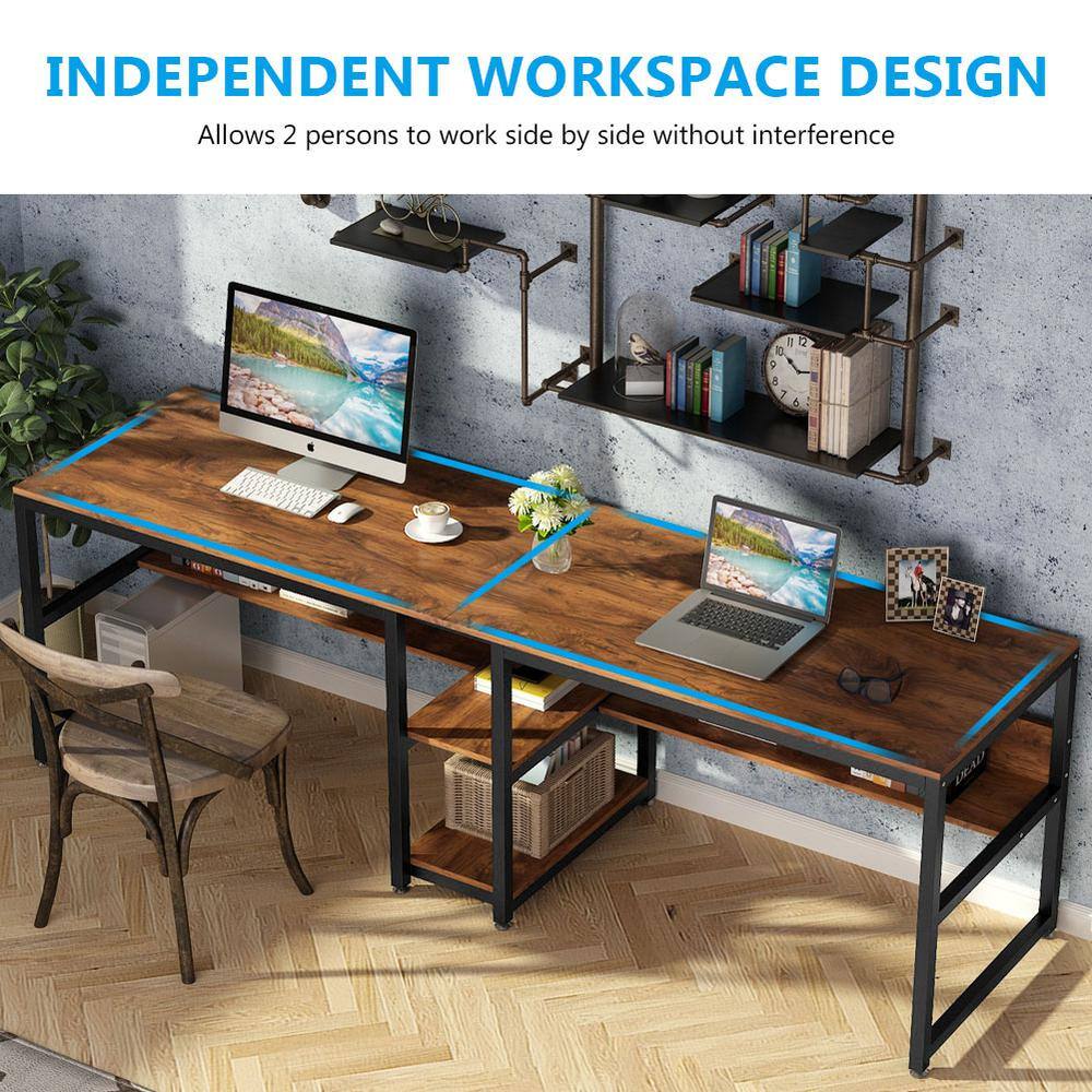 TRIBESIGNS WAY TO ORIGIN Halssey 78.74 in. Rectangular Brown Wood Writing Desk with Shelves HD-SF0162